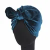 Ethnische Kleidung Nette Winter Samt Fliege Turban Kappen Für Frauen Soild Farbe Muslimischen Kopftuch Motorhaube Weibliche Haar Wraps Bandana Turbante