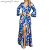 Casual Dresses 2023 Spring Long Sleeve Lace V-Neck Printed Dress for Women T230524