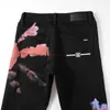 Diseñador ropa amira pantalones de mezclilla jeans amies de moda high street pintura contraste pantalones de mezclilla para hombres puros negros jóvenes guapos pantalones