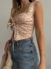 Tanques femininos Mulheres Sexy Lace Trim Crop Camis Top Y2K Spaghetti Strap Square Neck Tank Vintage Fairy Aesthetic Camisole Kawaii Colet