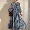 Платья 2022 летняя уличная одежда с печать цветочные платья шикарные и элегантные женщины платье для женщин Vintage Long Long Midi Plore Gothic