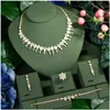 Orecchini Collana Set 4 Pezzi Brillante Cubic Zirconia Pietra Lusso Africano Dubai Gioielli da sposa Per le donne Abito da festa Accesso Dhgarden Dhhow