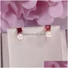 Stud Cuping Fine Twelry Pure 925 Sier Sterling Garnet Kırmızı Doğal Tatlı Su İncileri Küpe BRINCOS CCEI038 DROP DHGARDEN DHTGU