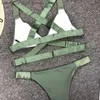 Kobiety stroje kąpielowe Regulowane Bandaż Bandaż Bandage Bikini Kobiet kostium kąpielowy 2023 Kobieta Czarna Biała Czerwona Zielona Zielona Criss-Cross Bikini Set Suits T230524