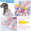 Chien jupe chemise robes roses vêtements pour chiens sublimation imprimé animaux vêtements t-shirt plissé princesse robe pour animaux de compagnie avec des fleurs jupes de mariage pour