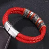 Braccialetti con ciondoli Bracciale in pelle con corda intrecciata con perline in titanio Doppio strato Marinaio Sport da uomo in acciaio inossidabile