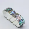 Bangle Natural Abalone Shell Pulseira Frisada Retângulo Colorido Multicolor Crackle Pingente para DIY Brinco Jóias Fazendo 1 PCS