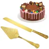 Dinnerware Sets 2Pcs Gold Cutlery Stainless Steel Cake Knife Long Handle Shovel Luxury Royal Pizza Dessert Kitchen Tool Tableware