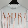 Дизайнерская модная одежда Amires Tees Am Tshirt 22 Новые Amies Fluid Am Letter Printing High Street Свободные повседневные пары с круглым вырезом Те же белые с коротким рукавом Fashion Luxu