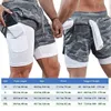 Mäns shorts Men's 2 i 1 Running Shorts Gym Workout Quick Dry Mens Shorts med telefonficka Jogging Sport Sweat Athletic Pants With Liner Y220305 L230518