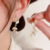 Baumeln Ohrringe 2023 Trendy Opal Blätter Für Frauen Koreanische Luxus 14K Gold Überzogene Zirkon Hängenden Tropfen Ohrring Original schmuck