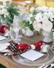 Table Napkin 4pcs Christmas Plaid Lanterns Snowman Square 50cm Wedding Decoration Cloth Kitchen Dinner Serving Napkins