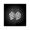 Charm Womens Sterling Sier Plated Hanging Leaf Earrings Gsse128 Fashion 925 Plate Earring Jewelry Gift Drop Delivery Dh6R0