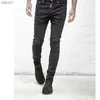 Herenjeans qnpqyx nieuwe herenjeans blauw/zwart vernietigde heren slanke denim rechte motorrijder skinny jeans casual lange mannen gescheurde jeans maat 28-42 l230520