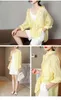 Women's Blouses Spring Fall High Street Blouse Yellow Long Sleeve Female Shirt Turn-dow Collar Tops Cotton Vintage Sunscreen Shirts A748