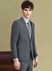 Męskie garnitury Zestaw Blazer Pant Grey Stripe Slim Fit 2023 Wedding Groom Wear Emproum Codzienne ubranie Plus 58 6xl