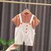 衣類セット幼児の赤ちゃんの夏の服セット半袖格子縞のシャツ総合ショーツボーイズカジュアルジャンプスーツ2PCSスーツ