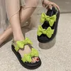 Sandals Women Bow Platform Flats Shoes Summer 2023 Designer Casual Walking Slippers Flip Flops Beach Slides Zapatos