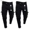 Mäns jeans Mens Designer Skinny Jeans Black Man Denim Jean Biker förstörde Frayed Slim Fit Pocket Cargo Pencil Pants Plus Size S-3XL Fashion L230520