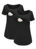 女性用Tシャツ2PCS女性弾性カジュアルネック看護母乳育児用のトップ半袖ギフトブラックソフトサマーマタニティ