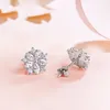 Fashion Pink Shiny Cherry Blossom Zircon Stud örhängen Kvinnor Classic Crystal Sterling Silver Stud örhängen Söt uttalande örhängen Vintage smycken