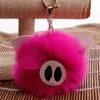 Keychains Pig Nose Keychain Fake Fur Pom Key Chain Women Trinket Car Ring Jewelry Gift Fluffy On Bag