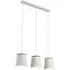 Lámparas colgantes Creative Led Modern White Hanging Wood Bar Lámpara de techo de suspensión de metal para comedor Luces colgantes