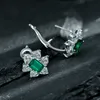 Elegant Emerald diamond Stud Earring 925 Sterling Silver Engagement Wedding Earrings for women Bridal Statement Party Jewelry