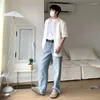 Herren lässige Hemden Sommer Leinenhemd Männer Mode soziale Herren Kleid Koreaner loser kurzärmelig übergroße M-2xl