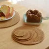 Handmade Natural Rattan Coasters Mats for Drinks Heat Resistant Reusable Teacup Pads Table Decoration LT476