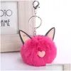 Schlüsselanhänger Lanyards Hohe Qualität Katze Pelz Ball Anhänger Schlüsselbund 8 cm Nachahmung Rex Kaninchen Geschenk Schlüsselringe R366 Mischungsauftrag 20 Stück A Dh71N