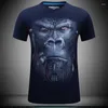 القمصان thirts Summer 3D قميص ثلاثي الأبعاد الأكمام القصيرة tshirt earphone-orangutan طباعة o-neck قميص اللياقة البدنية بالإضافة إلى الحجم m-6xl