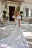 Süße rückenfreie Meerjungfrau-Brautkleider, herzförmiges Spitzen-Brautkleid, Puffärmel, Applikationen, Hochzeits-Brautkleider