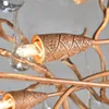 Candeliers pós -modernos de cobre candidato a água do lustre de cristal Restaurante Villa Hall Round Room Salon Teto do salão