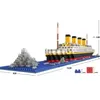 Blokken 1860pcs Titanic RMS Cruise Ship/Boat Pirate Ships Model Micro Building Blocks Mini Nano Bricks Diy Kids Toys For Children Gifts 230523