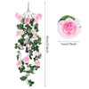 Decoratieve bloemen 95 cm kunstmatige rozen wijnstok bruiloft boog decoratie zijden planten klimop slinger voor huis kerstfeest hangende decor