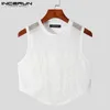 Mens Tank Tops Men Mesh Patchwork Round Neck Streetwear Sleeveless See Through Vests Sexy Party Nightclub Crop Incerun 230524