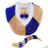 Серьги набор ожерелья aczuv Королевское голубое золото нигерийские традиционные африканские бусинки ювелирные изделия 10CCH004 Drop Delivery Sets Dhgarden Dhmdl