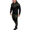 Qnpqyx Yeni Çoğaltma Erkek Kamuflaj Spor Giyim Kapüşonlu Sweatshirt Ceket + Pantolon Spor Takım Erkek Chandal Hombre Erkekler Track Suit