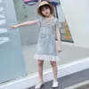 Clothing Sets IENENS Summer Girl Clothes Short Sleeve T-shirt Denim Dress Fit 4-13 Years Kids Child Casual Outfits Baby Suits