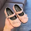 Scarpe piatte Punta quadrata Bambini Principessa 2023 Bambino bambino Taglio basso Pelle PU Bowknot Ragazze Confortevole Singolo