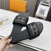 Luxe Designer damespantoffels schoenen Lock lt Outdoor party Sliders Stro borduurschoenen Zomer Leren Sandalen kleurrijke Flat Heel Mules Slides groothandel