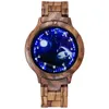 Orologi da polso Legno di sandalo rosso LED Light Touch Screen Quadrante con diamanti Orologio in legno Creativo Cielo stellato Superficie luminosa Relogio MasculinoWristwatc