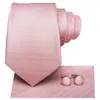 Bow Ties Rose Gold Pink Solid Silk Wedding Tie For Men Handky Cufflink Gift Necktie Fashion Designer Business Party Dropship Hi-Tie