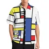 Koszulki męskie de stijl print mondrian minimalistyczna koszula plażowa hawajska streetwear bluzki man plus size 4xl