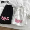 Women's Shorts Elastic waist casual beach party hanbok size high waist letter cute printed sports shorts female summer female shorts Shorts Y2k Y23