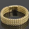 Braccialetti Bracciale di lusso in oro giallo per uomo Braccialetti a mano da uomo in acciaio inossidabile largo 18 mm Regali di gioielli in metallo per il fidanzato lui