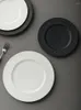 Plates European Style Black Ceramic Dinner Plate Western Steak Round Cooking Dishes El Restaurant Tableware Set