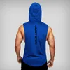 Mens Tank Tops Muscleguys Gym Hooded Top Men Brand Cotton Bodybuilding Hoodie Vest 운동 싱글 릿트 피트니스 민소매 셔츠 230524