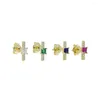 Studörhängen Enkel färgglada Red Blue Green White Cz Cubic Zirconia Fashion Jewelry Multi Colors Minimal Delicate Girl Small Earring